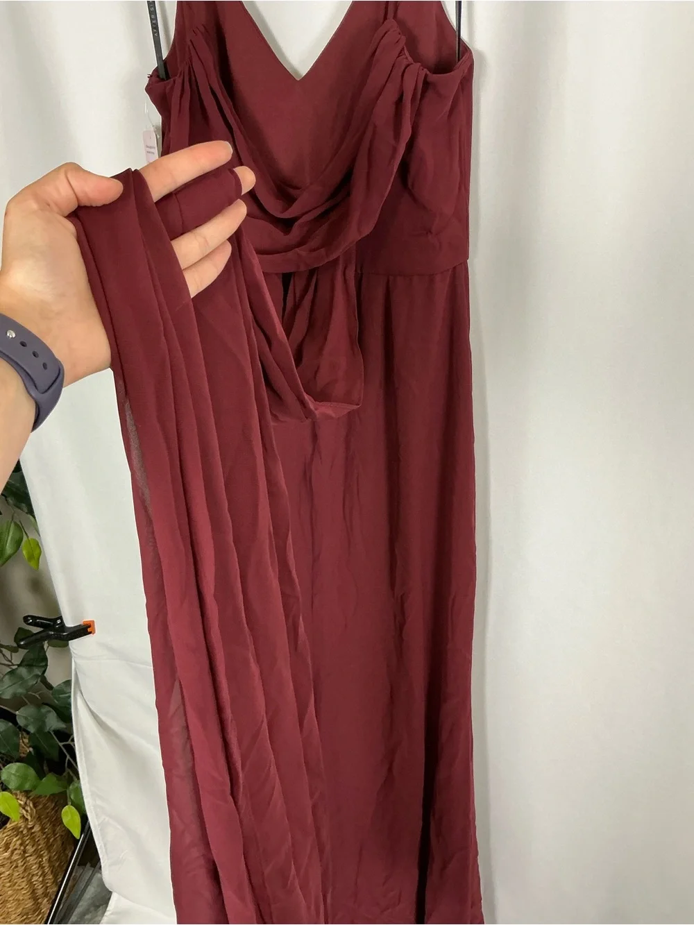 After Six Cabernet V-Neck Cowl-Back Chiffon Maxi Dress - Picture 7 of 9